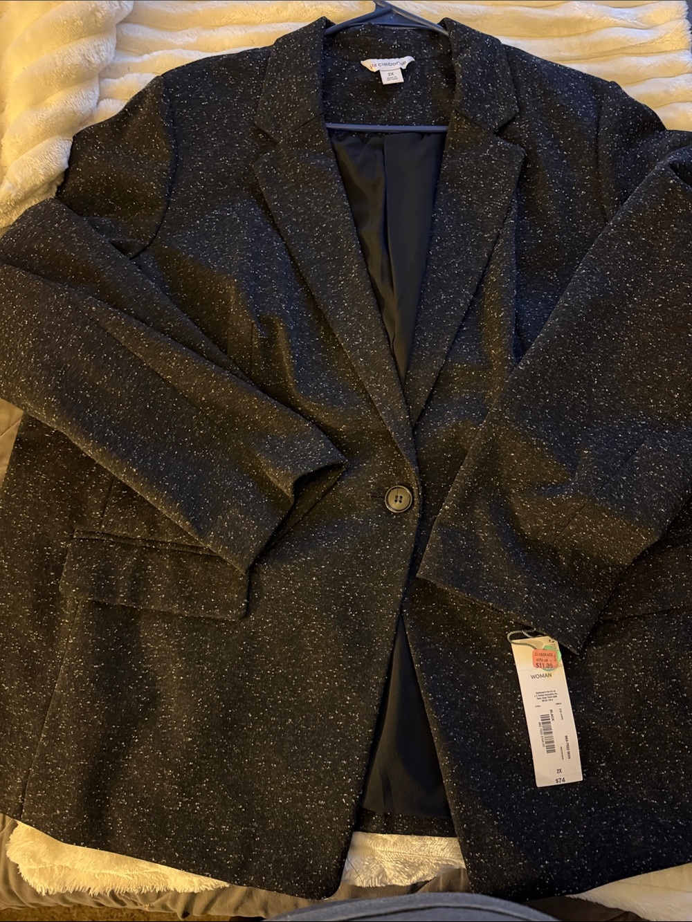 Liz Claiborne Black Speckled Single-Button Blazer